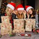 Dlyrroba Reversible Newspaper Christmas Wrapping Paper Jumbo Roll - Vintage Holiday Gift Wrap with Metallic Foil Shine Gold Xmas Design for Women Men Kids Holiday Winter Celebration (Kraft - Santa Claus, 17 Inches X 16.5 Feet)