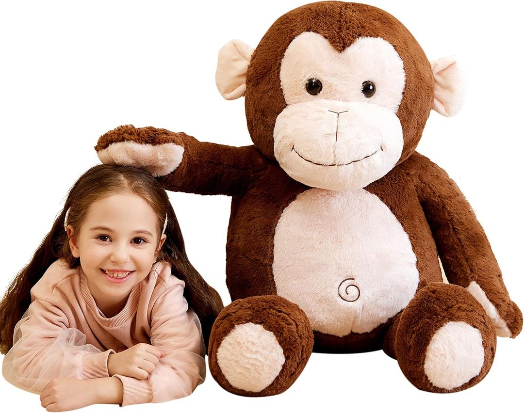 IKASA Giant Monkey Stuffed Animal Plush Toy,Large Big Jumbo Soft Toys,30" Huge Size Cute Fluffy Plushy Fat Oversized Plushie,Gifts for Kids Girls Boys