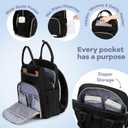 RUVALINO Diaper Bag Backpack, Multifunction Travel Pack Maternity Baby Changing Bags, Large Capacity, Waterproof, Deep Black, Polyester