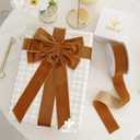 MEEDEE Cognac Velvet Ribbon 1.5 Inch Single Face Nylon Velvet Ribbon 10 Yards Spool Copper Ribbons for Christmas Tree, Gift Wrappig, Rustic Wreath, Velvet Bow, Hair Bows Supply, Home Decor