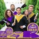 Graduation Plates and Napkins 2026,200pcs Purple and Gold Graduation Decorations 2026 Disposable Congrats Grad Paper Plates for Class of 2026 Graduation Purple and Gold Party Supplies ,Serve 50