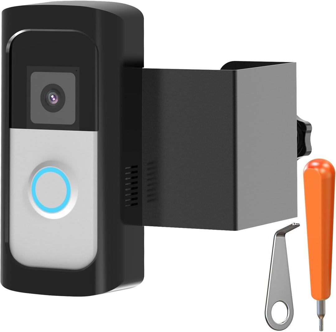Anti-Theft Video Doorbell Mount, No Drilling Video Door Mount Compatible with Video Doorbell (2024)/Battery Doorbell Plus/Pro/(2020 Release) for Houses, Not Block Doorbell Sensor(Black)