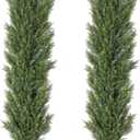 THE BLOOM TIMES 6ft Topiary Trees Artificial Outdoor  UV Resistant Faux Cedar Pine Cypress Bushes and Shrubs, Fake Potted Plants for Front Porch Outside Planter Patio Decor, Set of 2 (6 Foot) (Yellow Green)