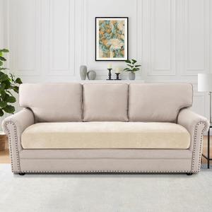 H.VERSAILTEX Stretch Chenille Couch Cushion Cover Soft Sofa Covers Washable Thick Durable Cushion Covers for Couches and Sofas All Seasons Universal(3 Seater Sofa Cushion Cover,Beige)