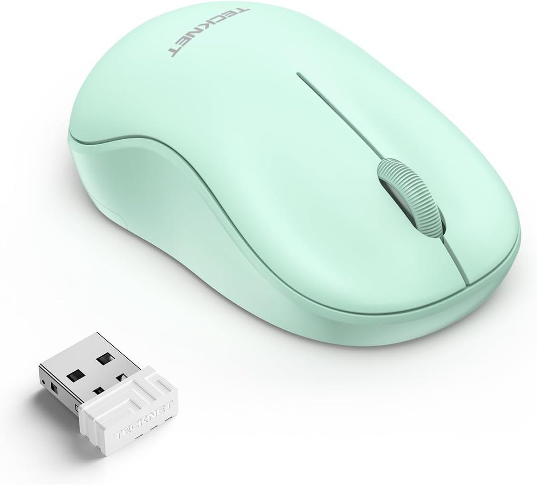 TECKNET Wireless Mouse for Laptop, 2.4G Ergonomic Portable Mouse, Plug & Play, Compact Design, Small Computer Mouse, Cordless Mice for Laptop, PC, Mac - Green