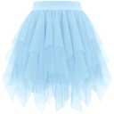 tagunop Women's Tulle Skirts High Low Layered Puffy Fairy Skirt Mini Party Costume Irregular Adults Tutus Sky Blue, L