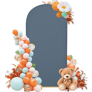 4FT Mini Arch Cover  Petite Stretch Fabric for Baby Showers, Kids Birthdays & Photo Corners  Dusty Blue Backdrop for Small Events & Tablescapes