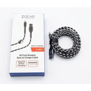 Z Gear Metal Housing. 10 Foot Braided Sync & Charge Cable, IPhone, IPad, IPod