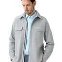Hudson Wellesley Mens Shirt Jacket Brushed Casual Shacket with Two Pockets Long Sleeve Button Up Overshirt Misty, XL