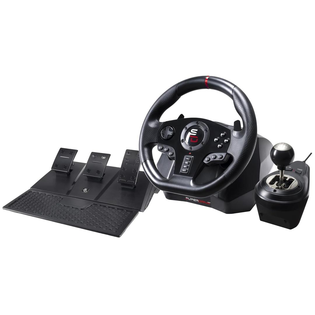 SUBSONIC - Superdrive GS850-X Steering Wheel - Racing Wheel 270 Rotation, Pedals, Gear Shift Paddles and Shifter - Adjustable Vibrations For Xbox Series X/S, PS4, Xbox One - Black