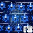 Star of David String Lights Chanukah Decorations, 20LED Blue Hanukkah String Lights Hexagram Magen Star Twinkle Lights for Chanukah Jews, Passover Shabbat, Synagogue, Judaism Wedding Party Decor