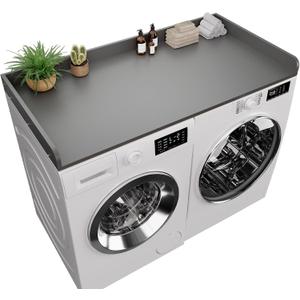 Washer Dryer Countertop, 27.5 x 54 Inch Washer and Dryer Countertop for Laundry Room Organization with Edge Wooden, Grey