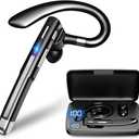 Bluetooth Headset V5.3,100 Hrs Talk Time Single-Ear Earphone, CVC8.0 Noise Cancelling Wireless Earbud, Business Earbud with 500 mAh Charging Case, Hands-Free Earpiece for Trucker/Home/Office Work