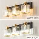 Modern Bathroom Vanity Light 3-Lights Black Gold Crystal Bathroom Wall Light Vanity Light Fixtures20.47-inch Modern Minimalist Design