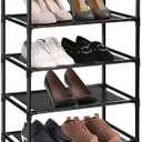 8 Tiers Tall Shoe Rack, Sturdy Shoe Shelf Shoe Organizer Free Standing Shoe Racks 16-20 Pairs Narrow Shoe Rack for Closet Entrance Hallway (Black)