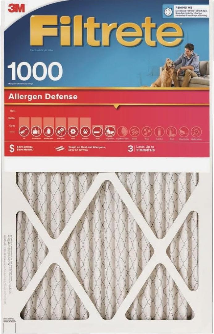 3M Allergen Defense Red Micro Pleated Air Filter, 3 Months, Single Pack, 18x20x1-In.