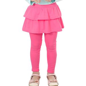 RieKet Girls School Uniform Pants Warm Stretchy Athletic Leggings with Skirt Rose 5-6 Years