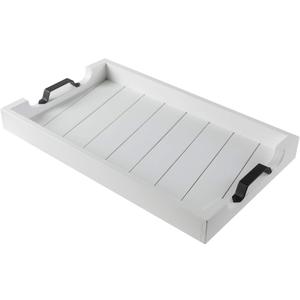 Bamboo Land- Large Wooden Serving Tray with Handle, 20 X 12, White, Wooden Tray with Handles, Serving Tray with Handles
