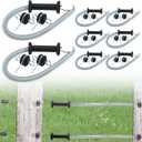 Hicarer 4 Set Electric Fence Spring Gate Handles Kit, Fence Handles with Spring, Corner End Screw-in Ring Insulators, 16 Feet Retractable Electric Gate, Black