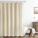 Naturoom Extra Long Linen Shower Curtain 84 Inch Long Weighted Thick Fabric Bath Shower Curtain Set with Hooks, XLong Tall Country Farmhouse Beige Curtains for Bathroom, 72x84 