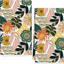 Boho Floral Kitchen Towel Vintage Flower Dish Towel 18 x 28 Inch Hand Drying Tea Towel for Cooking Baking Party Supplies, 2Pcs