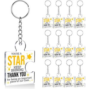 2 x Inspirational Student Gifts from Teacher Bulk, 12 Pcs Back to School Gifts for Students Acrylic Puzzle Piece Keychains