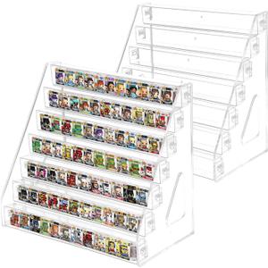 2 Pack Display Shelf for Funko Bitty Pop, 7 Layers Clear Tiered Display Stand for Mini Collectible Toys