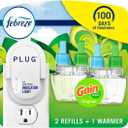 Febreze Plug-In Air Freshener, Odor-Fighting Scented Oil Starter Kit, Air Fresheners for Home, Bathroom and Kitchen, Long Lasting for Strong Odors, Gain Original Scent, Warmer + 2 Refill, Multicolor