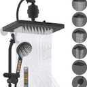 Hibbent 5-spray Dual Filtered Rainfall Shower Head Combo, High Pressure 13'' Showerhead with 10 Spray Handheld, Easy Reach 4-way Diverter Arm with Pause Mode, 71'' Hose & Holder, Oil-Rubbed Bronze