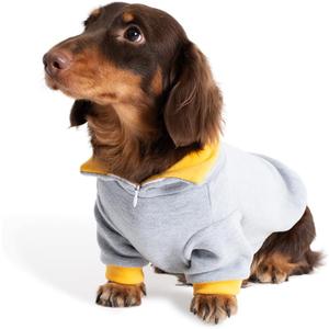 WienieDay Dachshund Dog Turtleneck Sweater, Adjustable Polo Collar with Zipper, Two-Legged Warm Double Fleece Stretchy Clothes for Mini Dachshunds (Large)