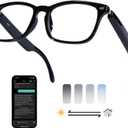 AI Smart Wireless Bluetooth Translation Glasses for Men/Women with Speakers/Bluetooth&140+ Languages Translation Sports/Travel/Drive/Busniess (C3+AI+Color Change Lenses+Black)