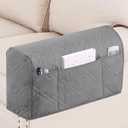 Turquoize Waterproof Armrest Covers for Chairs and Sofas - Anti-Slip Furniture Protector, Washable Slipcovers Set of 2, Dove