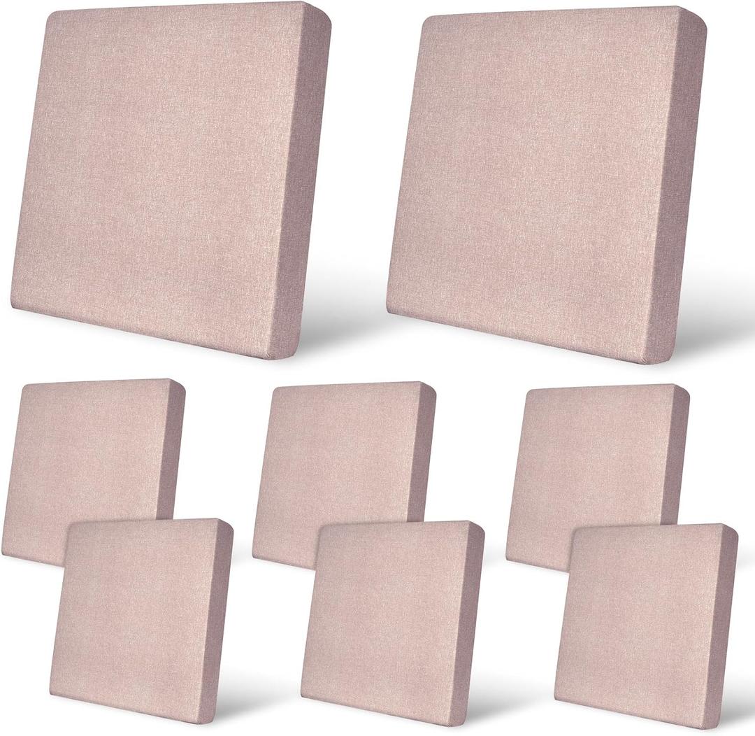 pickyNproud 8Pcs Patio Cushion Covers Stretch Outdoor Couch Cushions Slipcovers Replacement Washable Furniture Protector with Elastic Bottom Sofa Chair Seat Cover, Warm Taupe Khaki