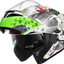 KYPARA Motorcycle Dual Visor Flip up Modular Full Face Helmet with DOT Certification of Impressionism, Size M