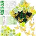 Graduation Cap Decorations Kits Faux Flower 3D Butterfly Rhinestones Glitter Alphabet Letter Sticker Green Flower DIY Graduation Cap Decorations for Grad Cap Topper Graduation Party DIY Crafts