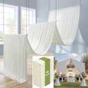 12 Panels 5x20ft Ivory Ceiling Drapes for Wedding Parties, Wrinkle Free Thick Polyester 20ft Extra Long Wedding Draping Ivory Ceiling Curtains Arch Drapery for Birthday Party Canopy Tent Decor, 60"W x 240"L
