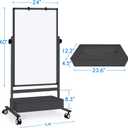 Maxtek Mobile White Board on Wheels 40x24, Magnetic Storage Easel Standing