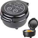 Smart Fried Egg Cooker, Automatic Fried Egg Maker for 6 Features like Sunny Side Up, Over Easy, Fully Cooked & More. Auto Power Off, Alarm, Round Shape, Non Stick Coating (Black)