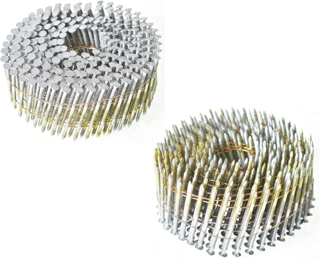3600 Count Siding Nails 15 Degree 2 Inch x .092 Inch Collated Wire Coil Full Round Head Ring Shank Hot-Dipped Galvanized