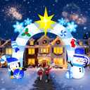 16FT Christmas Inflatable Archway with LED Light, Kalolary Blue Winter Snowman Penguins Inflatable Merry Christmas Blow Up Outdoor Decoration for Courtyard Lawn Shopping Mall Street