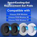 Oval Shape Virtuoso XT Cooling Gel Earpads for Virtuoso RGB Wireless, SE & XT Headsets - Softer Memory Foam, Added Thickness, Black