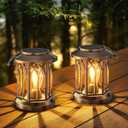 WdtPro Solar Lanterns Outdoor Lights, 2 Pack Bright Lanterns Outdoor Waterproof with Clip Patio Decor, Hanging Solar Lights for Outside Garden Yard Front Porch Table Decoration (Antique Copper)