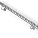 4Ft Industrial Metal Stairs Handrail Kit, Sturdy Wall Mount 304 Stainless Steel Hand Rail, Indoor Outdoor Stair Railing Wood Concrete Brick Wall,1.65 in Round Pipe Grab Bar, Silver