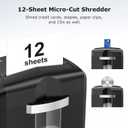 Bonsaii 12-Sheet Micro Cut Shredders for Home Office, 60 Minute P-4 Security Level Paper Shredder for CD, Credit Card, Mails, Staple, Clip, with Jam-Proof System & 4.2 Gal Pullout Bin C266-B