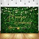 Sensfun 7x5ft Housewarming Backdrop Green Leaves Background for New House Party Decorations Gold Key Home Sweet Home House Warming Party Banner Photography Background Supplies Photo Booth Props