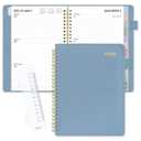SUNEE 2026 Weekly & Monthly Planner 6.4"x8.5"- 12 Month (January 2026 - December 2026), Vegan Leather Cover, Pocket, Bookmark, Notes, Monthly Tab, Gray Blue