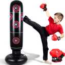 Inflatable Punching Bag for Kids - 63" Inflatable Kid Boxing Bag - Children Sports Toy Free Standing Bounce Back Tumbler for Sparring Boxing Bag Suitable for Karate Kickboxing - Gift for Boys & Girls