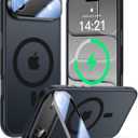 [Upgraded Full Camera Protection] for iPhone Air Case with Camera Cover Stand [Fit for MagSafe][10FT Mil-Grade Protection] Translucent Magnetic Phone Cover for iPhone 17 Air Case, Black