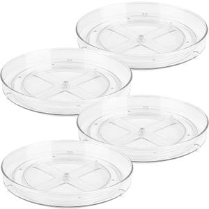 Oizeir Clear Lazy Susan Turntable Organizer (Pack of 4) 9 Inch Acrylic Rotating Storage for Cabinet, Pantry, Fridge, Bathroom, and Vanity Countertops (9 Inches - 4 Pack)