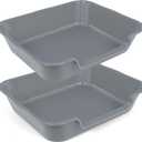 2 Pack Extra Large Dog Litter Box Pan Tray (ABS Material), Low Entry Jumbo Senior Litter Boxes for Multiple Kitten Big Cats, Pet Safe Indoor Dog Potty (Dark Gray, 24" L x 20" W)